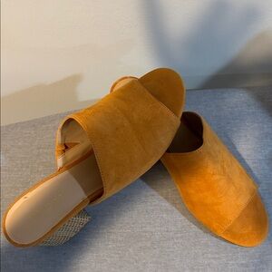 Orange Suede Slide Sandals